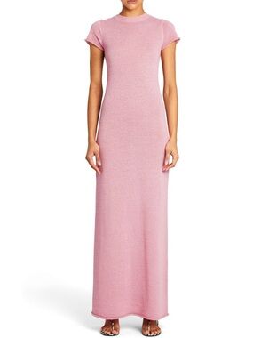 SER.O.YA Airess Knit Maxi Dress Size S Pink Short-Sleeve Barbie Chic Feminine